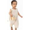 Solid Muslin French Oak, Sleeveless Shortie Romper - Rompers - 1 - thumbnail
