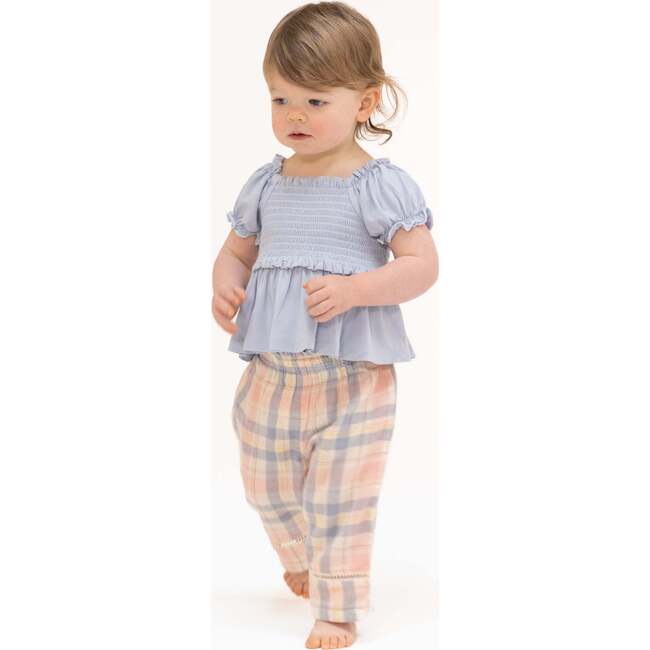 Dusty Plaid, Smocked Blouse and Pant Set