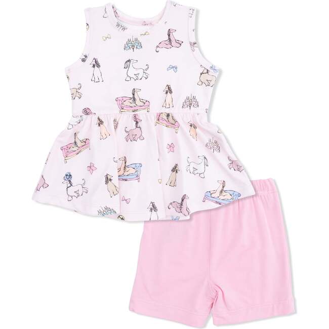 Fancy Hounds with Bows, Peplum Tank Top and Bike Short