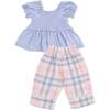 Dusty Plaid, Smocked Blouse and Pant Set - Mixed Apparel Set - 2