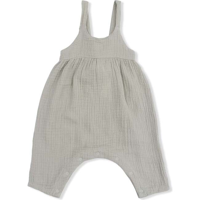 Solid Muslin Desert Green, Tie Back Romper