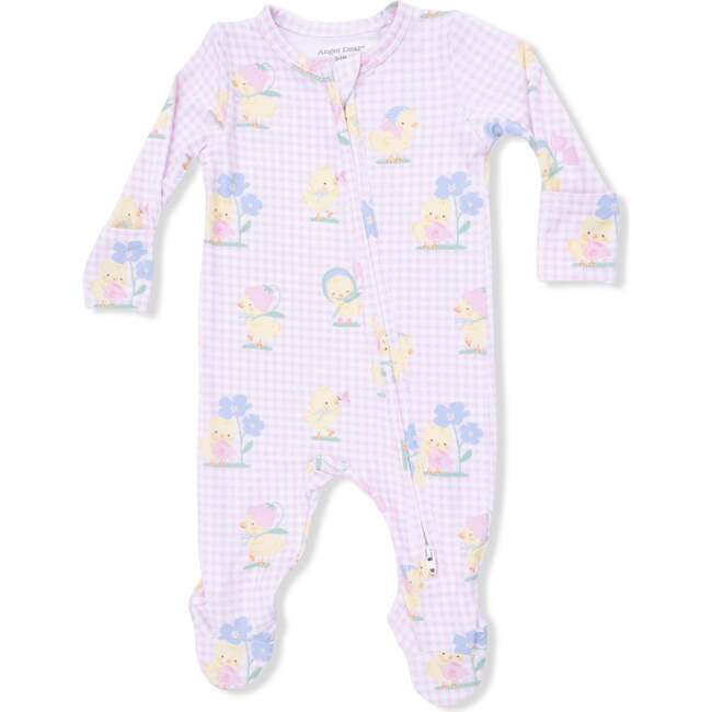 Vintage Spring Ducklings Pink, 2 Way Zipper Footie - Footie Pajamas - 3