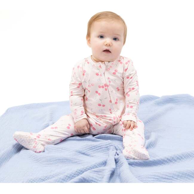 Sweet Bow Cherries, 2 Way Ruffle Back Zipper Footie