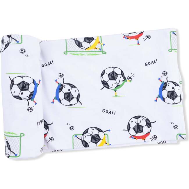 Soccer Balls Playing Soccer Blue , Swaddle Blanket