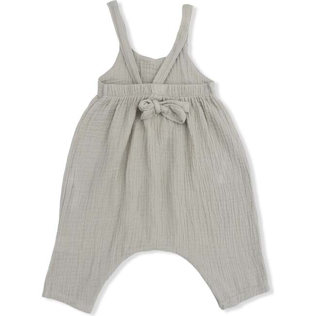 Solid Muslin Desert Green, Tie Back Romper - Rompers - 3