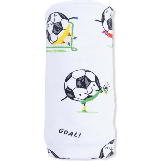 Soccer Balls Playing Soccer Blue , Swaddle Blanket