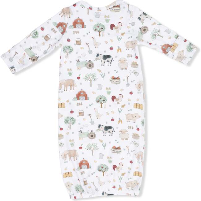 Cute Farm Animals Pink, Kimono Gown & Ruffle Knotted Hat