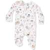 Cute Farm Animals Pink, 2 Way Ruffle Back Zipper Footie - Footie Pajamas - 1 - thumbnail