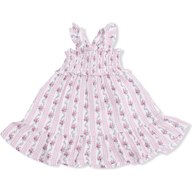 Winding Roses Stripe, Smocked Ruffle Sundress