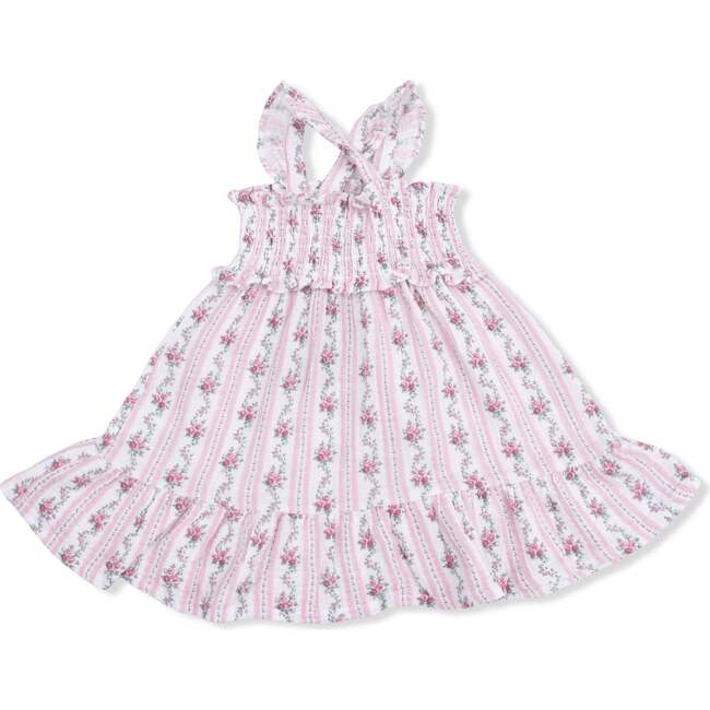 Winding Roses Stripe, Smocked Ruffle Sundress - Dresses - 3