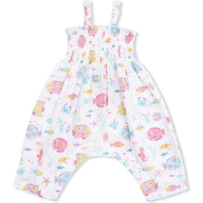 Sunny Coral Reef Fish, Smocked Romper