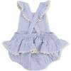 Micro Gingham Blue Blizzard, Ric Rac Ruffle Sunsuit - Rompers - 2