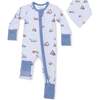Construction Vehicles, Convertible Romper & Bandana Bib Set - Rompers - 1 - thumbnail