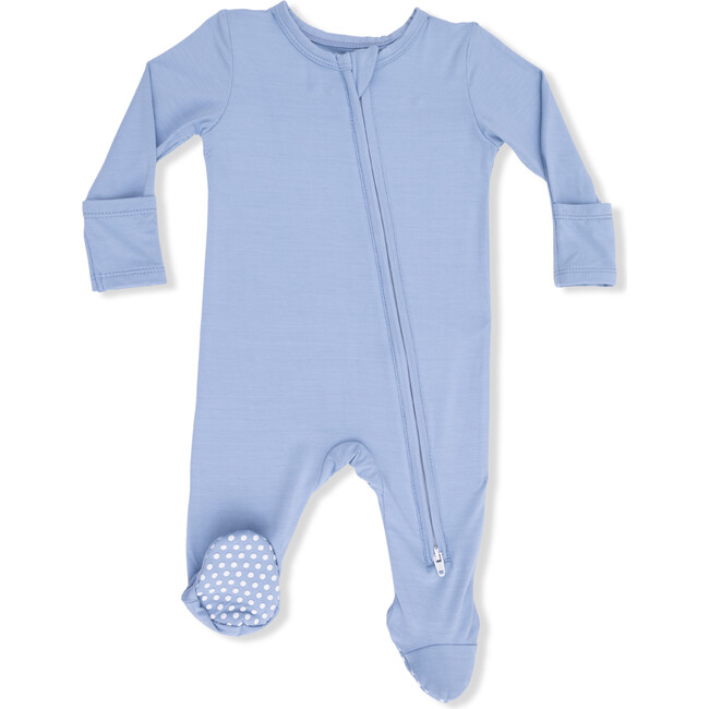 Solid Blue Fog, 2 Way Zipper Footie