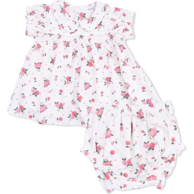 Pink Rosettes, Smocked Dress Set