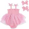 Solid Muslin Poignant Pink, Tutu Bubble & 2 Pack Bow Clips Set - Dresses - 1 - thumbnail