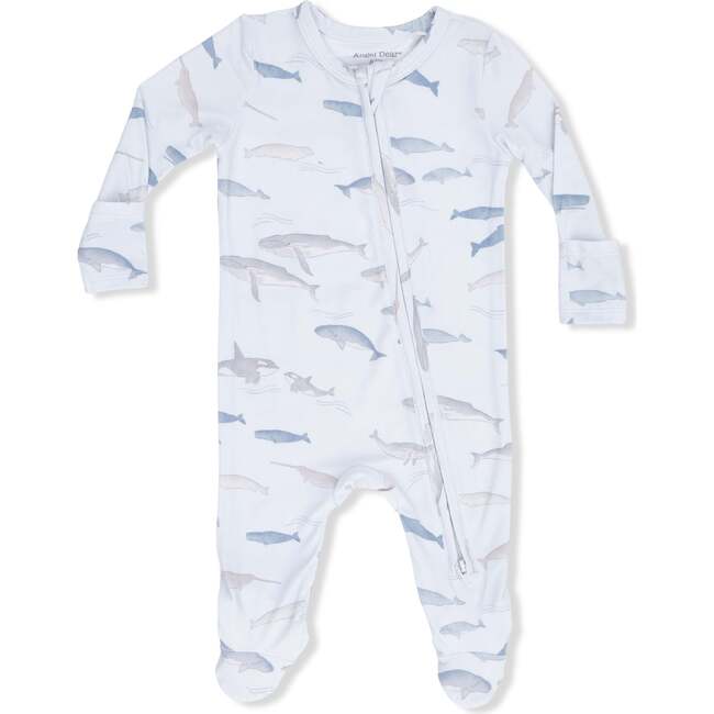 Little Whales, 2 Way Zipper Footie - Footie Pajamas - 3