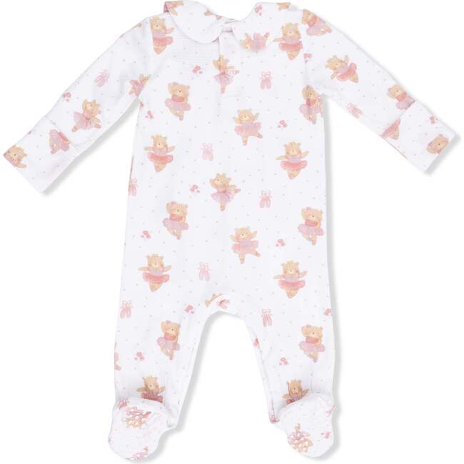 Teddy Bear Ballerina, Smocked Peter Pan Snap Footie