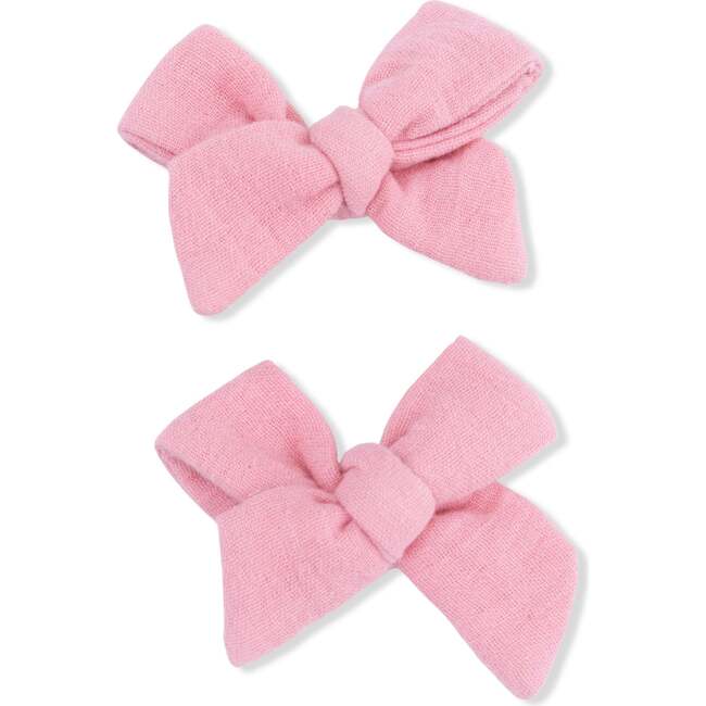 Solid Muslin Poignant Pink, Tutu Bubble & 2 Pack Bow Clips Set