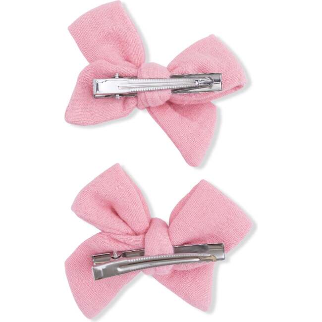Solid Muslin Poignant Pink, Tutu Bubble & 2 Pack Bow Clips Set - Dresses - 3