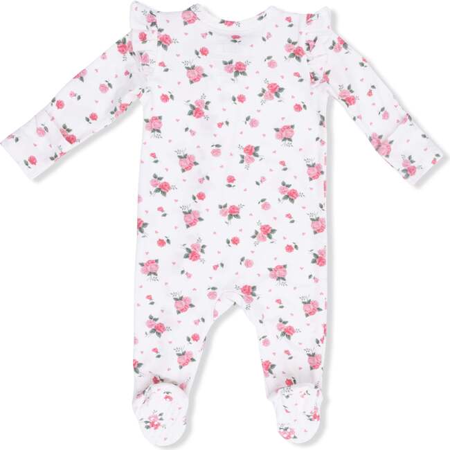 Pink Rosettes, 2 Way Ruffle Sleeve Zipper Footie