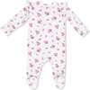 Pink Rosettes, 2 Way Ruffle Sleeve Zipper Footie - Footie Pajamas - 2