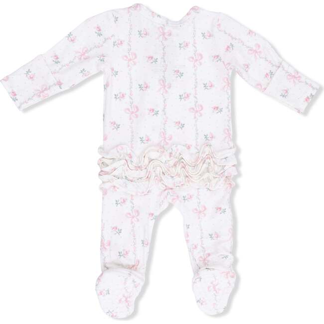 Dainty Buds and Bows, 2 Way Ruffle Back Zipper Footie