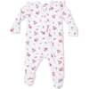 Pink Rosettes, 2 Way Ruffle Sleeve Zipper Footie - Footie Pajamas - 3