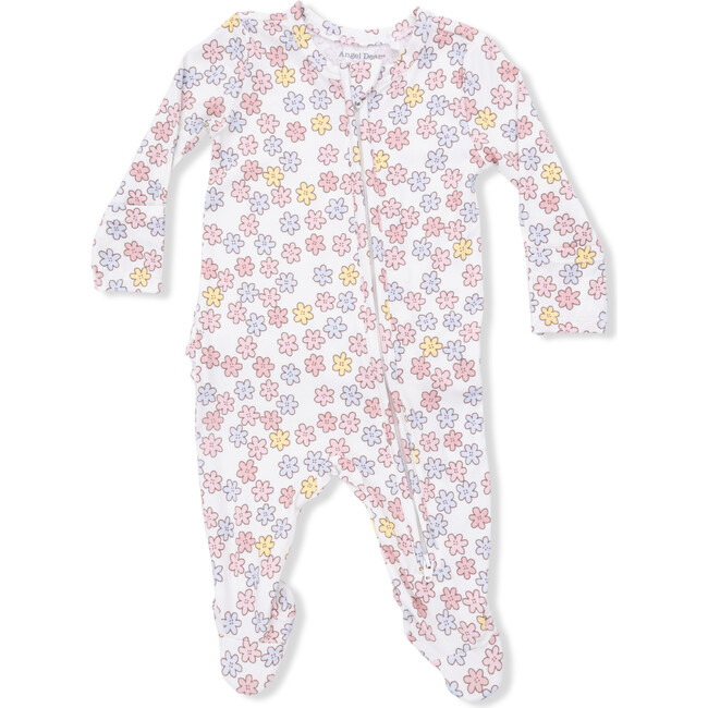 Sarah Floral, 2 Way Ruffle Back Zipper Footie - Footie Pajamas - 3