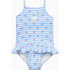 CHERRY STRIPE DUCK SWIMSUIT, BLUE - One Pieces - 1 - thumbnail