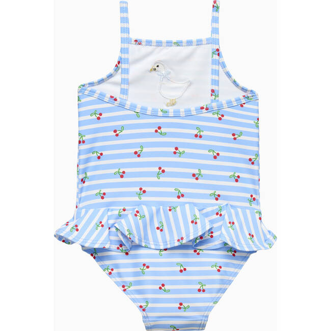 CHERRY STRIPE DUCK SWIMSUIT, BLUE