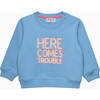 BABY HERE COMES TROUBLE SWEATSHIRT, BLUE - Sweaters - 1 - thumbnail