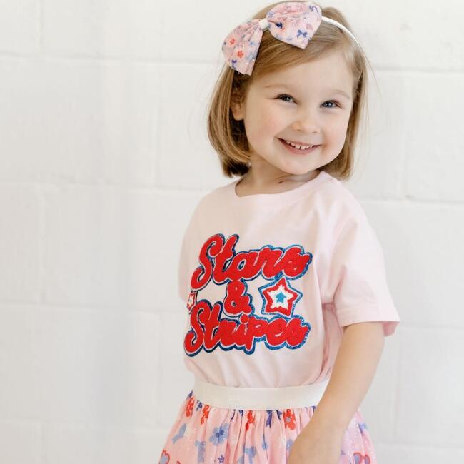 Stars and Stripes Patch Short Sleeve T-Shirt, Ballet - T-Shirts - 3
