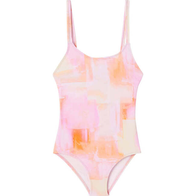 Kokomo Watercolor Pattern One-Piece Swimsuit, Pink - One Pieces - 1