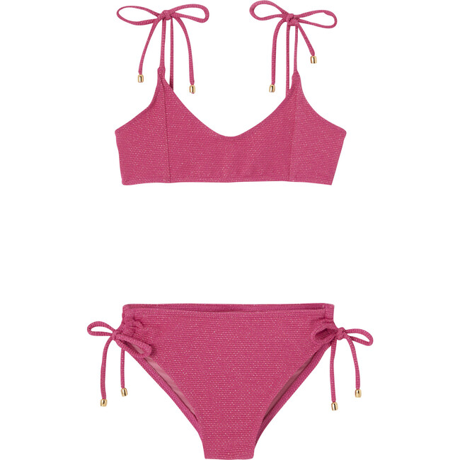 Bahamas Lurex Bikini, Raspberry & Gold