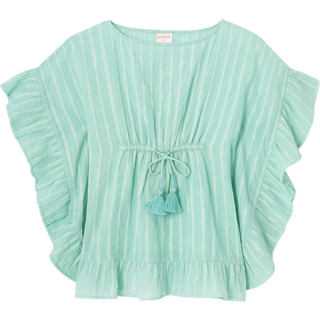 Maya Lurex Caftan, Blue Aqua - Cover-Ups - 1