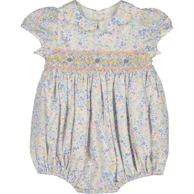 Ondine Floral Blue Short Sleeve Bubble Romper