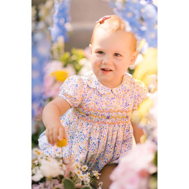 Ondine Floral Blue Short Sleeve Bubble Romper