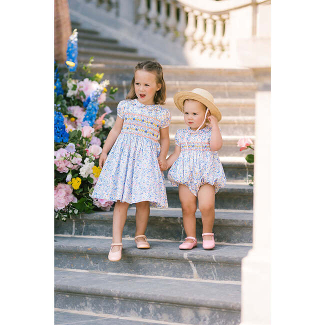 Ondine Floral Blue Short Sleeve Bubble Romper - Rompers - 3