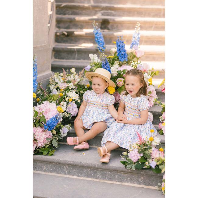 Ondine Floral Blue Short Sleeve Bubble Romper - Rompers - 5