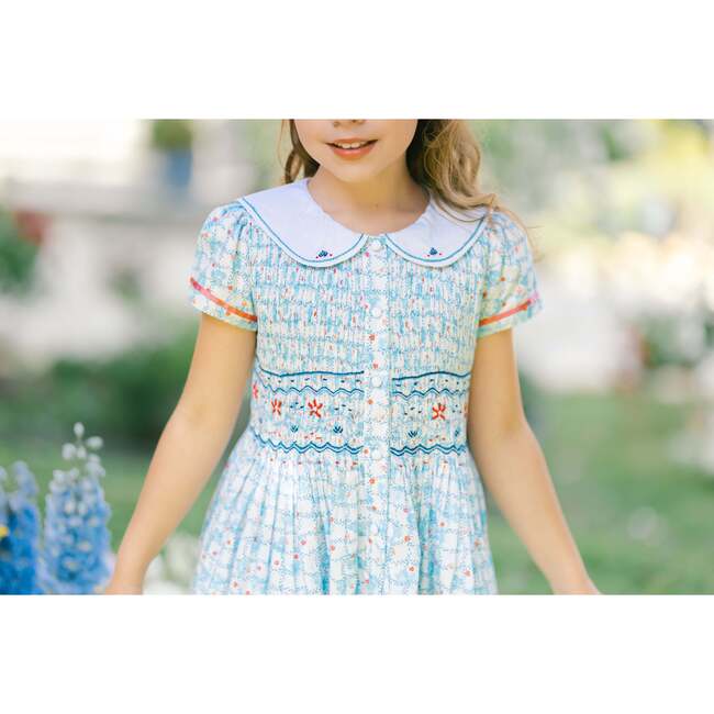 Riviera Floral Dress, Blue - Dresses - 4