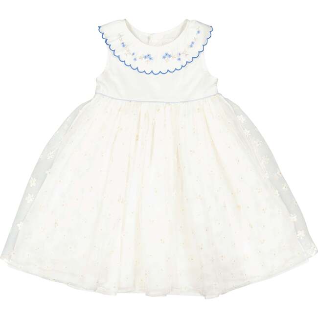 Cordelia White Blue Sleeveless Empire Dress