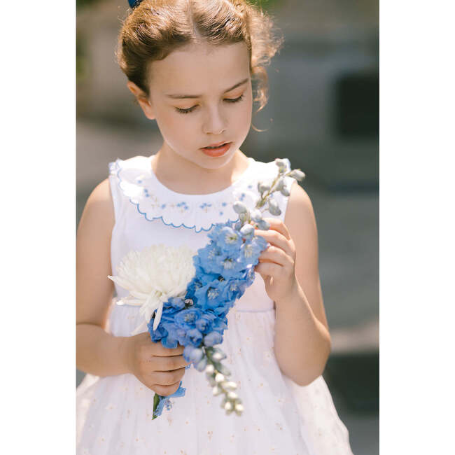 Cordelia White Blue Sleeveless Empire Dress