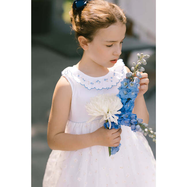 Cordelia White Blue Sleeveless Empire Dress - Dresses - 3