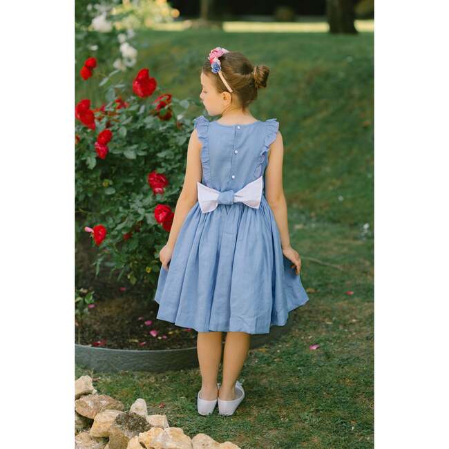 Elivia Blue Linen Smocked Dress