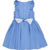 Elivia Blue Linen Smocked Dress - Dresses - 5