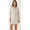 Oatmeal Stripe Bamboo Women's Sleepshirt, Beige and White Stripe - Pajamas - 1 - thumbnail