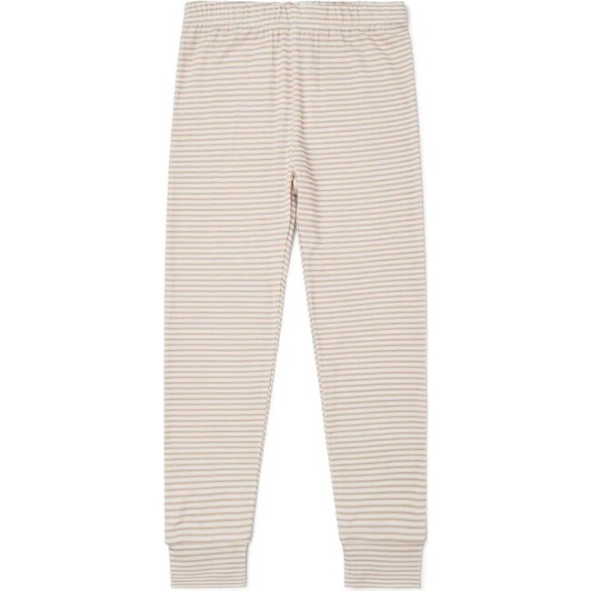 Oatmeal Stripe Bamboo Kids Pajama Set, Beige and White Stripe