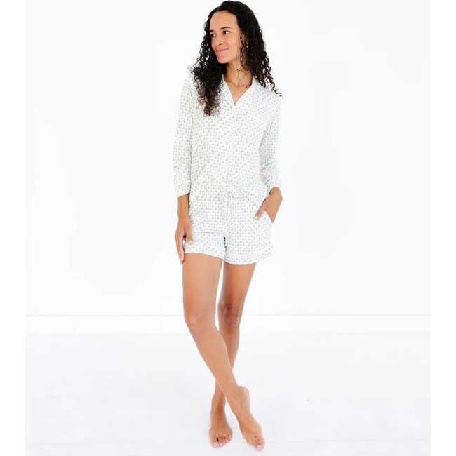 Lavender Lane Long Sleeve & Shorts Bamboo Women's Pajama Set, Delicate Purple & Green Floral - Pajamas - 4