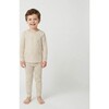 Oatmeal Stripe Bamboo Kids Pajama Set, Beige and White Stripe - Pajamas - 3
